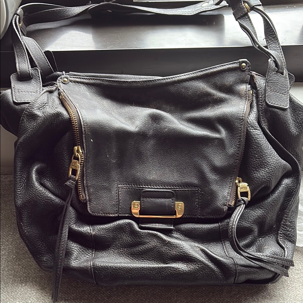 EUC - Kooba Leather Shoulder Bag with Gold Accents